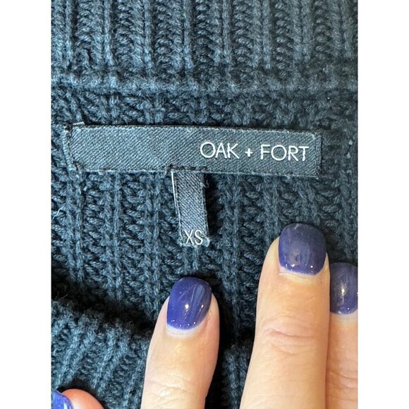 Oak‎ + Fort Sweater Women XS Washed Black Ribbed Knit Cotton Crew Neck Pullover - Picture 6 of 9